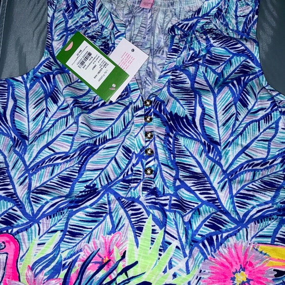 Lilly Pulitzer NWT Essie Top Bennet Blue Lets Mango $64 Size XXS - Picture 10 of 10